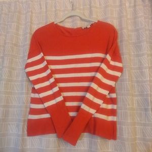 LOFT orange-striped sweater with back buttons